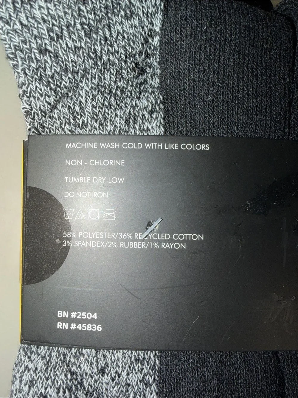 STANLEY Black Heather White Combo Cushioned Soft Cotton Blend Full Crew Socks